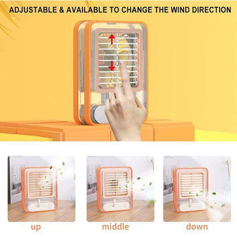 Portable Air Cooler Fan – 3-in-1 Mini AC with Water Mist, Ice Cooling & LED Lights