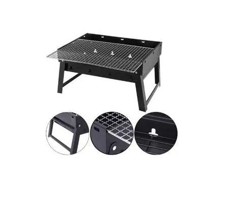 Folding Portable Outdoor Barbeque Charcoal Bbq Grill Oven Black Carbon Steel