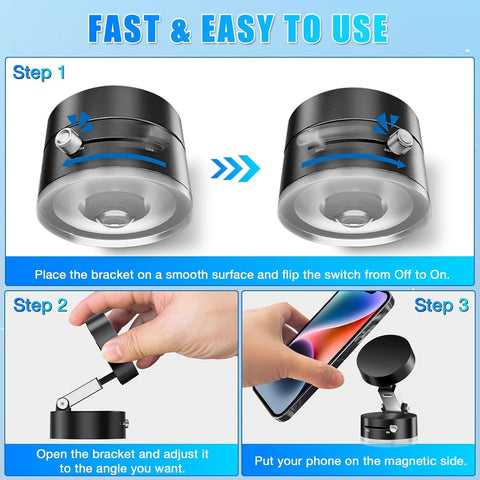 Vacuum Magnetic Suction Cup Phone Mount for Magsafe, 360° Adjustable Magnetic Phone Holder