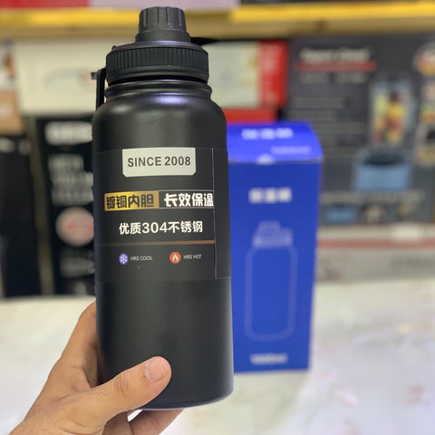 1000ml Matte Black Stainless Steel Vacuum Insulated Water Bottle
