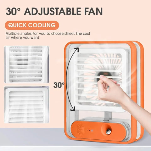 Portable Air Cooler Fan – 3-in-1 Mini AC with Water Mist, Ice Cooling & LED Lights