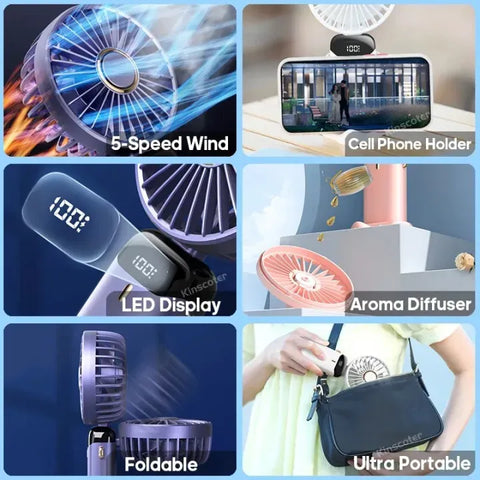 Portable Handheld Fan, 4000mAh Mini USB Rechargeable Fan