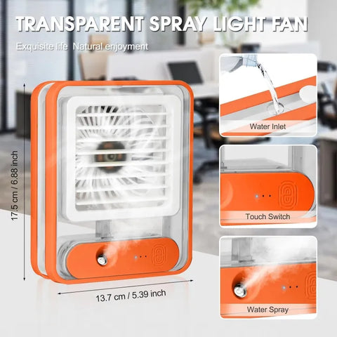Portable Air Cooler Fan – 3-in-1 Mini AC with Water Mist, Ice Cooling & LED Lights